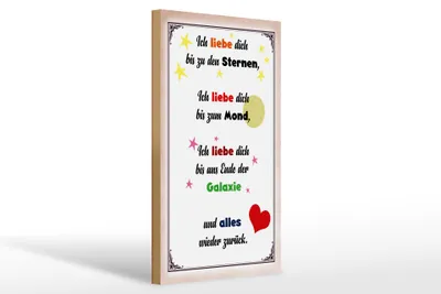 Produktbild von Holzschild Apruch 20x30cm ich liebe dich bis zu den Sternen