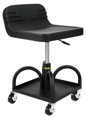 Obrázek produktu pro Mechanická pojízdná stolička – dílenská židle na kolečkách – vysoká nosnost – výškově nastavitelná – s odkládací plochou na nářadí – otočná kolečka – barva C