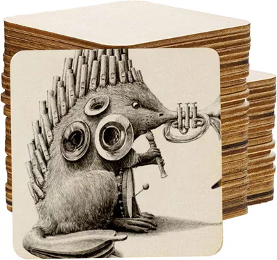 Image de Lot de 50 disques en bois carrés pour travaux manuels et projets créatifs - 10 cm - Idéal pour divers projets de bricolage