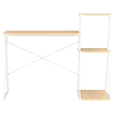 Produktbild von vidaXL Schreibtisch mit Regal Weiß und Eiche 116×50×93 cm