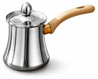 Türkische Kaffeekanne 720 ml, Edelstahl, Holzgriff