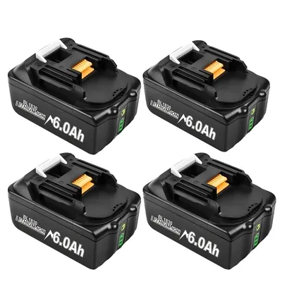 Productafbeelding van Lithium-ion batterij, 18V, 6000mAh capaciteit, met veiligheidsvoorzieningen, 4 batterijen van 60Ah