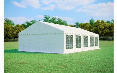 Image de Tente de réception 6x10 m STANDARD PLUS – PVC 500 g/m² à traitement ignifuge, tubes en acier galvanisé Ø38 mm, jusqu’à 120 personnes - Blanc