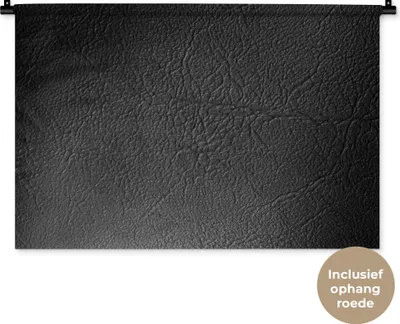 Produktbild von MuchoWow® Wandteppich Wandbehang Leder - Lederoptik - Industriell - Schwarz 90x60 cm Tapisserie Dekoration Wandtuch - Wandskulpturen - Bildteppich