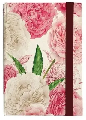 Image de Cahier A5, ligne, 224 pages, motif : pivoines - Tassotti