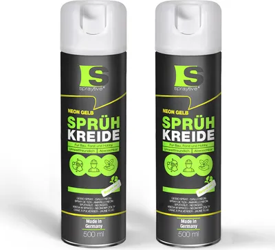 Produktbild von Spraytive 1 x 500ml Sprühkreide neon-gelb - Abwaschbare leuchtende Kreidefarbe, Outdoor Kreidespray, Bodenmarkierung, Temporäres Markierungsspray