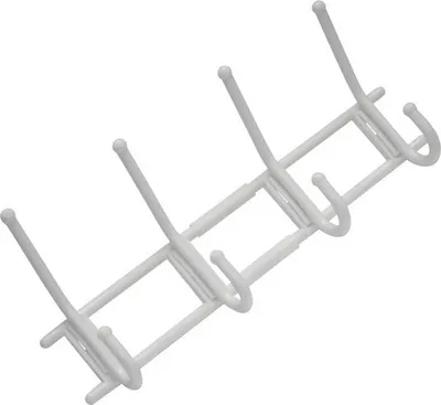 Produktbild von Garderobenleiste 4 Haken Kunststoff weiß LxBxH 370/165/70 mm