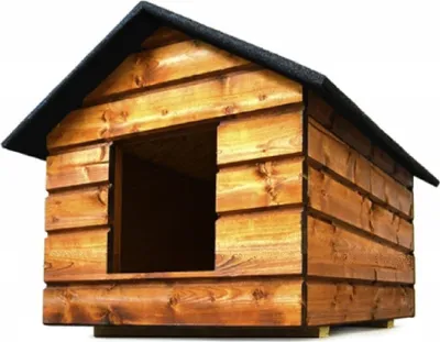 Produktbild von QLS Hunde- Katzenhaus Größe M mit Vorhang Isoliert Winterfest Kiefer Outdoor 11008