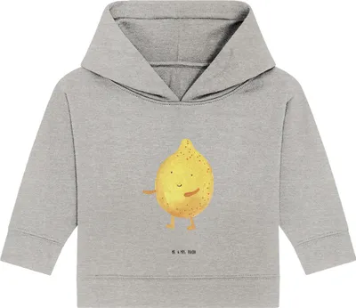 Produktbild von Mr. & Mrs. Panda Organic Baby Hoodie Beste Freunde Zitrone 12. - 18. Monat - Heather Grey - Geschenk, Kapuzenshirt, Lustige Sprüche, Kapuzensweatshirt, Fehlende Keywords