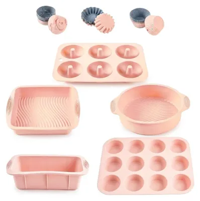 Image de Lot de 23 moules en silicone – Moules à muffins, moules à gâteaux et cercle à crêpes – Kit complet pour la pâtisserie et les desserts – Sans BPA, antiadhésif, lavable au lave-vaisselle