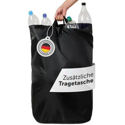 Immagine prodotto di Contenitore per la raccolta di bottiglie a rendere Blumtal da 100 litri - Borsa per bottiglie a rendere in bambù - Contenitore per la raccolta di vuoti con foro, colore nero