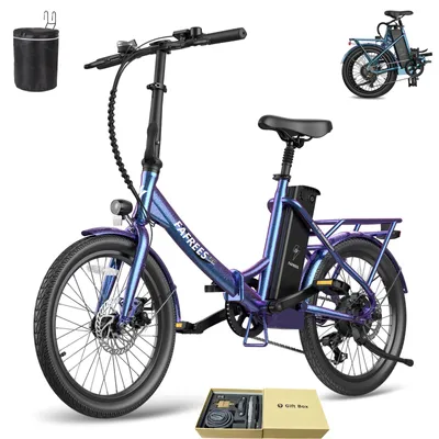 Produktbild von E-Bike klapprad Rostfreie Aluminiumlegierung bis zu 150 - 190 km Pannensichere Reifen 20 zoll Wasserdicht IPX4 mit 7 Gang, Lila