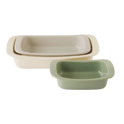 Produktbild von BergHOFF LEO - 3-er Set Auflaufform Groß aus Keramik - 4,2 Liter - für Mikrowelle und Backofen - Spülmaschinengeeignet - Multi Color