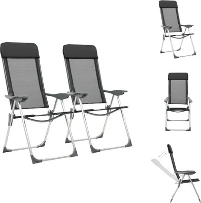 Produktbild von vidaXL Klappbare Campingstühle 2 Stk. Aluminium Schwarz -  Campingmöbel