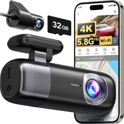 Obrázek produktu pro Autokamera s přední a zadní kamerou – duální funkce – širokoúhlý záběr – noční vidění – detekce pohybu – parkovací režim – smyčkové nahrávání – podpora SD karet