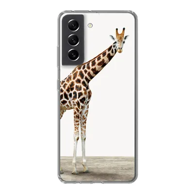 Produktbild von MuchoWow® Handyhülle Schutzhülle Hülle für Samsung Galaxy S21 FE Giraffe - Tiere - Weißer Hintergrund - Kinder - Junge - Mädchen Silikon Softcase Handy Hülle - Mobiltelefonhülle