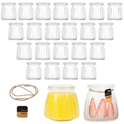 24er-Set Dessertgläser 200 ml mit Deckel, Borosilikatglas