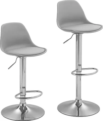 Produktbild von 2er-Set Barhocker, Barstühle, Drehstühle mit Lehne, höhenverstellbar, bis 120 kg belastbar, 42 x 38 x 82-104 cm, Grau