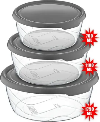Produktbild von Vorratsdosen 3er Set Rund MICHELINO Transparent / Grau | 3