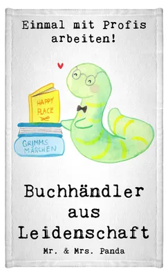 Produktbild von Mr. & Mrs. Panda Handtuch Buchhändler Leidenschaft - Weiß - Geschenk, Beruf, Buchhandlung, Klein, Spruch, gäste wc, Mini-Handtuch, frottier gästehandtuch, Bibliothekar