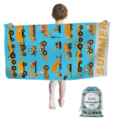 Produktbild von Kinderstrandhandtuch Graafmaschine, 60 x 120 cm, Mikrofaser, sandfrei, schnelltrocknend, für Reisen
