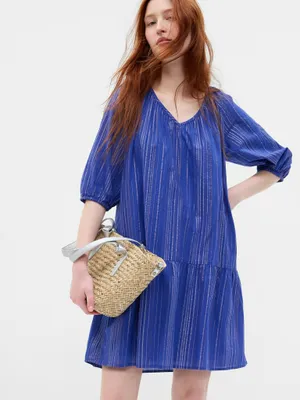 Produktbild von GAP Damen Sommerkleid, kurz, mit langen Ärmeln, aus knitterfreiem Musselin