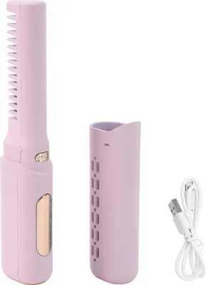 Image de Mini lisseur rechargeable 3 températures réglables 2000mAh anti-fente type C sans fil pour tous les types violet violet