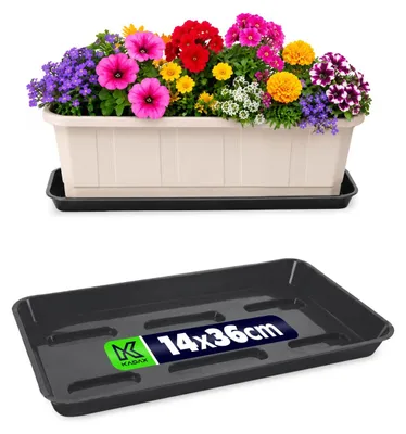 Produktbild von KADAX Untersetzer 40 cm für Blumenkasten, rechteckig Blumenuntersetzer aus Kunststoff, Blumentopfuntersetzer für Balkonkasten, Pflanzenuntersetzer für Balkon & Fensterbank (Anthrazit)