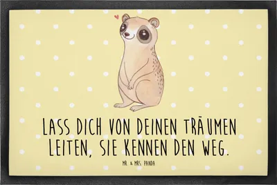 Produktbild von Mr. & Mrs. Panda fußmatte Plumplori Glücklich 50 x 75 cm - Gelb Pastell - Geschenk, Fußabstreifer, Schmutzfangmatte, Fußabtreter, Lustige Sprüche, Niedlich, Schmutzmatte