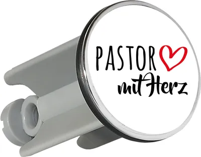 Produktbild von Huuraa Waschbeckenstöpsel Pastor mit Herz 4cm höhenverstellbar Abflussstopfen Geschenkidee