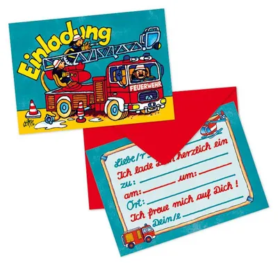 Produktbild von LUTZ MAUDER Kindergeburtstag Einladungskarte Feuerwehr