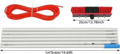 Produktbild von Solarmodul- und Fenster-Reinigungsset - Bürste mit 6 m Stange - Aluminium - Für Außenfenster