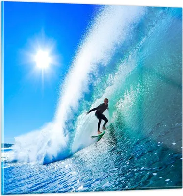 Produktbild von Bilder auf glas - Windsurfing strand ozean spaß - 60x60cm - Glasbilder - Wandbilder - Kunstdruck - zum Aufhängen bereit - Wanddekoration aus Glas - Glas Bilder - Wandbild auf Glas - GAC60x60-2270