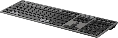 Produktbild von HP 725 - Tastatur - multifunktional, wiederaufladbar, betrieben mit Superkondensator - full size - kabellos - 2.4 GHz, Bluetooth - QWERTZ - Deutsch - Dämmerungsschwarz