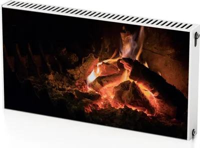 Produktbild von Lagerfeuer – Magnetische Heizkörperabdeckung – 110x60 cm – Magnet Heizkörperabdeckung – 3D Würfel – Heizkörperverkleidung – Magnetische Wandverkleidung – Wetterfest