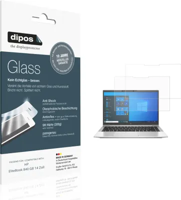 Produktbild von 2x Schutzfolie für HP EliteBook 840 G8 14 Zoll matt - Anti-Shock 9H Folie dipos Glass Kunststoffglas