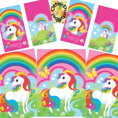 Produktbild von Regenbogen-Party-Set Erweiterung1 - für 8 Gäste Einladungen und Mitgebseltüten