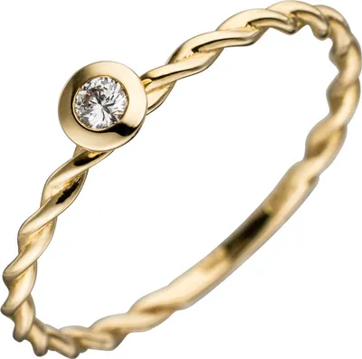 Produktbild von JOBO Damen Ring gedreht 585 Gold Gelbgold 1 Diamant Brillant 0,05ct. Goldring Größe 50