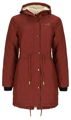 Produktbild von Baumfuchs Damen Funktionsparka mit Sherpa-Futter - Funktionsjacke mit Kapuze und verstellbarer Taille in Rot-Braun meliert Größe 44