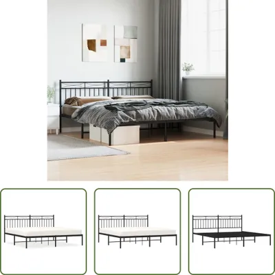 Produktbild von The Living Store Bettgestell mit Kopfteil Metall Schwarz 180x200 cm