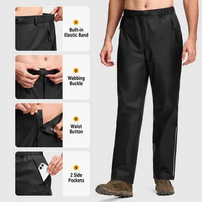 Produktbild von BUBW Wasserdichte Herrenhose mit reflektierenden Streifen leichte, packbare und winddichte Outdoor-Hose zum Wandern, Radfahren