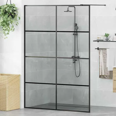 Produktbild von "Schlussverkauf" Glas-Dusche-Wand - MODERNE Walk-in Duschwand Schwarz 140x195 cm Gehärtetes Glas C16547