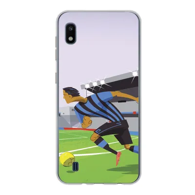 Produktbild von MuchoWow® Handyhülle Schutzhülle Hülle für Samsung Galaxy A10 Eine Illustration von Spielern, die in einem Stadion Fußball spielen - Junge - Mädchen - Kinder Silikon Softcase Handy Hülle - Schutzhülle