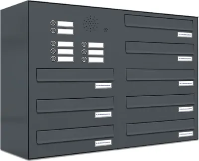 Produktbild von 8er Briefkastenanlage für Tür- Zaundurchwurf Klingel RAL 7016 Anthrazit
