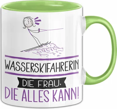 Produktbild von Wasserskifahrerin Geschenk Tasse Becher Die Frau Die Allen Kann Geschenkidee für eine Wasserskifahrerin Lustig (Grün)