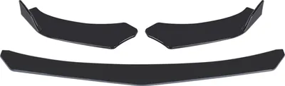 Imagen del producto de Kit de carrocería para parachoques delantero de automóvil, que incluye 4 piezas: alerón, divisor, y labios laterales (canards) fabricados en ABS. Modelo universal