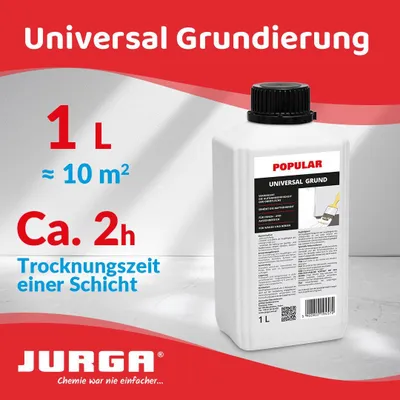 Produktbild von Jurga Tiefgrund LF 1 L, Grundierung für Wand & Boden, Tiefengrund Innen & Außen, für Rigips, Gipskarton, Beton, Estrich, Putz, OSB-Platten