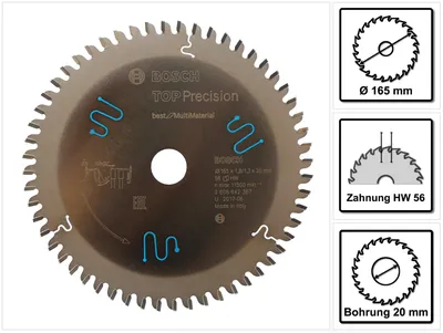 Obrázek produktu pro Bosch 2 608 642 387, Hliník, Epoxydový, Neželezité kovy, Plast, Dřevo, 16,5 cm, 2 cm, 11500 ot/min, 1,8 mm, Bosch