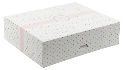 Obrázek produktu pro KAPAK Velká krabička na sušenky, bílá s puntíky, rozměry 25x21x7 cm