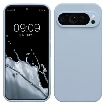 Produktbild von kwmobile Handyhülle für Google Pixel 9 Pro Hülle - weiches Handy Silikon Case - Schutzhülle Cover - Hellblau matt